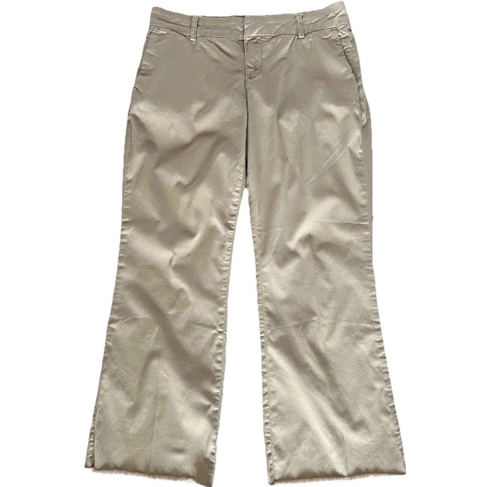 Kut From The Cloth Khaki ankle Pants 4 Stretch Raw Hem 27" Inseam 9" Rise